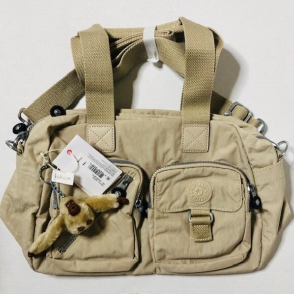 NWT Kipling Women's Defea Tan Nylon Adjustable Crossbody Satchel Shoulder Bag - Picture 7 of 8